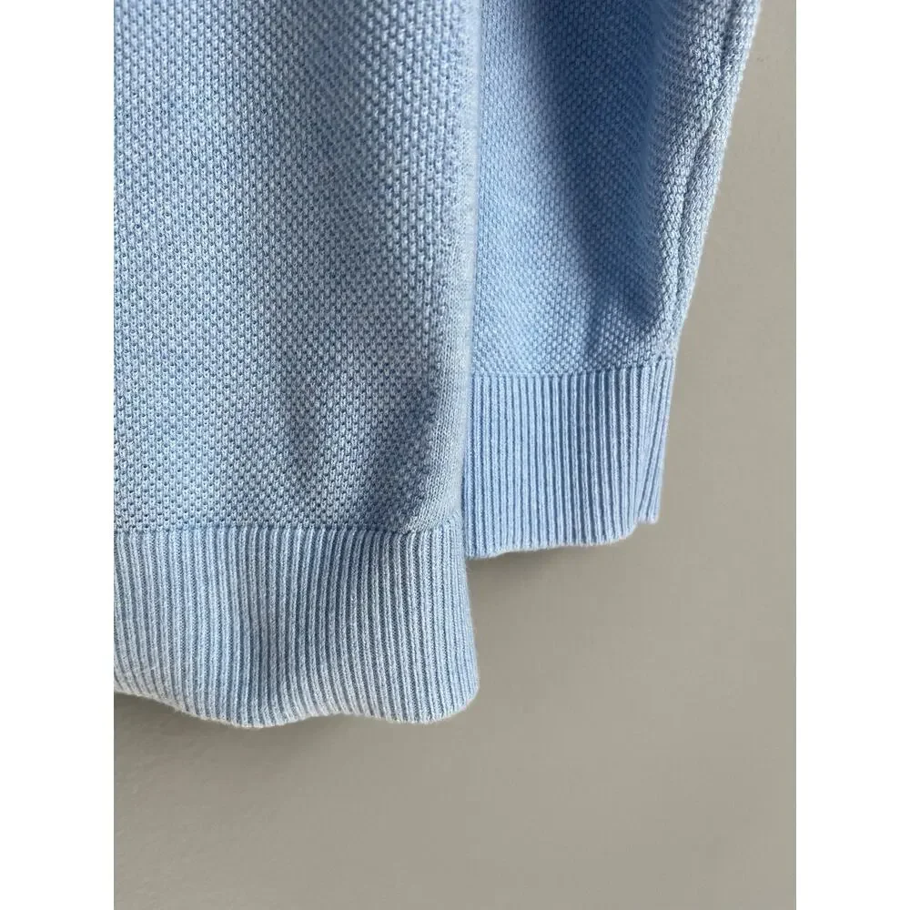 Tommy Bahama IslandZone Men's L Blue Coolmax Cotton Quarter Zip Sweater Preppy